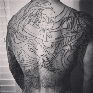 Started this backpiece on my boy Quan. 