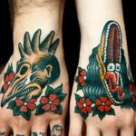 Matching Beetlejuice hand tattoos by David Hoover at Modern Vintage Tattoo in Gettysburg. #beetlejuice #TimBurton #DavidHoover