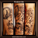 Growing sleeve montage which include the crow #KrakenInk 