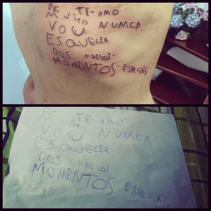Escrita de filha de 8 anos ,direto para pele #tatto#caligrafia#like4like#homenagemtattoo 