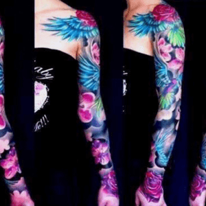 Crazy Beautiful! #sleeve #colorful #flowers #pink #blue 