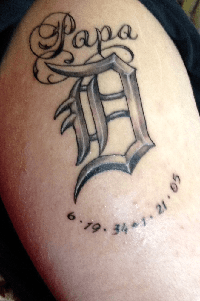 Old English D by unknown artist on unknown person  Creative tattoos Cool  tattoos Tattoos