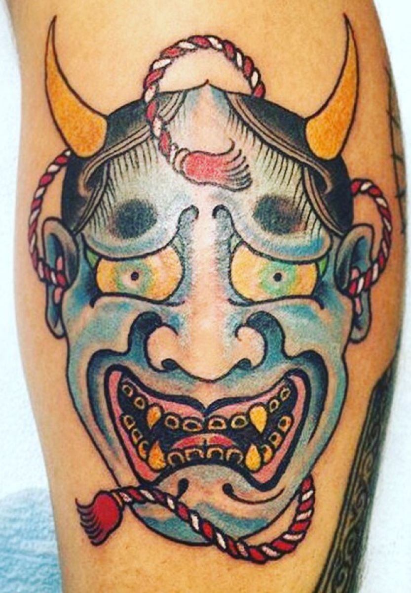 Tattoo uploaded by Stephen Dilts • Hannya Mask on the calf. #japanese # ...