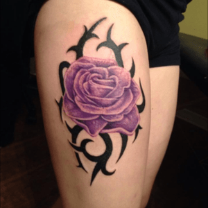 My first tatto done in cape breton done by Donny Boudru #tattooroses #purpleroses #tribaltattoo 