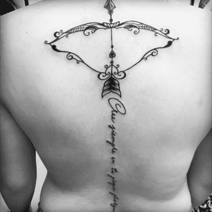 Beautiful tattoo from @Italiaink artist @heddrey #sagitario #sagitarius #arrow #tatto #blackwork   #letering #italiaink #chileantattoo #arc