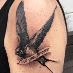 Done by Nick Uittenbogaard - Resident Artist.          #tat #tatt #tattoo #tattoos #amazingtattoo #ink #inked #inkedup #amazingink #blackandgrey #blackandgreytattoo #blackandgreytattoos #bird #birds #birdtattoo #lettering #lettering #love #you #forever #tattoolovers #inklovers #artlovers #art #culemborg #netherlands