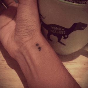 My first and so far only tattoo #SemiColon #anxiety #stronger 