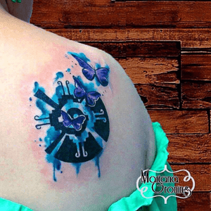 Hunab ku watercolor tattoo (mayan yin yang)#tattoo #marianagroning #karmatattoo #cdmx #MexicoCity #watercolor #watercolortattoo #watercolortattooartist