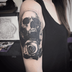 #vampire #skull and #rose tattoo i have done in a high contrast style