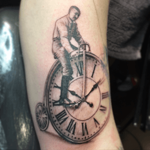 A time to ride. #clock #oldbicycle #wheels #nofilter #dreamtattoo 