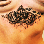 Sternum/underboob tattoo done by Devin Mena of Laguna Tattoo #sternumtattoo #sternum #underboobtattoo #rosetattoo #girlswithtattoos #cameotattoo #ink #devinmena 