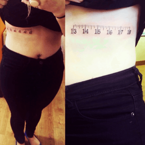 My 3rd tattoo, wee measuring tape on my ribs for my buiness! #ribs #measuringtape #fashiondesigner 