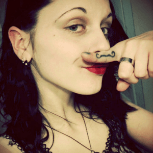 My very first tattoo when i was 18 with my bff. #mustache on my finger.