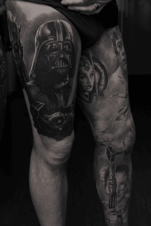 Second Star Wars leg sleeve in progress #radurusu #tattoo #tattooartist #artist #tattoos #tattoostudio #atelierfour #truro #cornwall #tattoorealistic #tattoodo #uktta #tattoolife #tattooistartmag #wearesorrymom #skinartmag #tattooart #blackandgrey #realism #portrait #blackandgreyrealism #realistictattoo #starwars #starwarstattoo