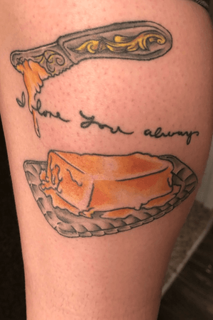 My grandmother’s favorite saying was “I love you more than a pound of butter” and she REALLY loved her butter. This is paying homage to the sweetest saying she could tell us growing up. 