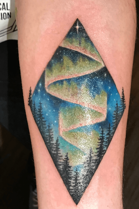 26353webp 640640  Landscape tattoo Aurora borealis tattoo Northern  lights tattoo