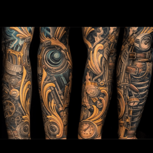 Slick looking sleeve. #tattoo #Tattoodo #sleeve #sleevetattoo #armtattoos #awesome #tattooart 