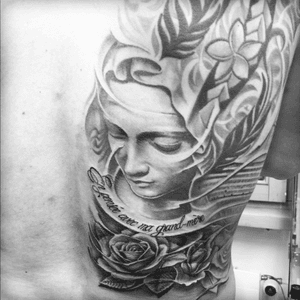 Tattoo by Floyd Varesi #floydvaresi #varrystattoo #tattoo #inkartist #ink  #darkskull #swiss #sissach #tattoooftheday #tattoodo #skinartmag #tattooart #surrealismart #swissinkinsta #cheyennetattooequipment #inkbooster #bulletstattooink  #blackandgrey #darkartists #tattooartist #maria #rose 