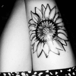 Sunflower thigh tattoo designed be me #thightatoo #sunflower 