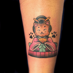 Little kitty cat #japanesetattoo #japanesecat #colortatgoo