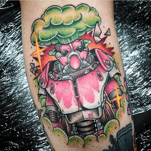 Fallout Powerarmour suit 💖💥 | 💌 carly.vh@live.com.au for bookings and enquiries...#tattoo #tattoos #cute #cutetattoo #girly #girlytattoo #colour #ink #inked #inkjecta #neotrad #neotraditionaltattoo #neotraditional #neotradsub #newtraditional #ladytattooers #vegan #vegantattoo #oldlines #tattooistartmagazine #inkcultr #taot #custom #design #tattoodo #videogames #fallout #powerarmour 