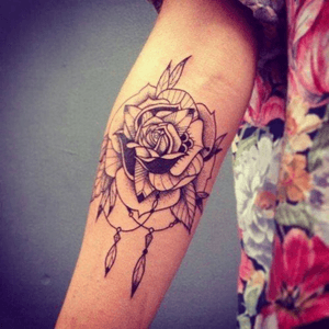 Decorated rose tattoo #rose 