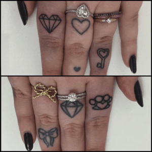My Fingers #tattoo #tattoos #tattooed #ink #inked #heart #key #diamond #knuckle #bow #diamondheart