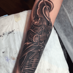 Samurai from this years rites of passage tattoo convention #melbournetattoo #Australiantattoo #tattoo #tattoos #samurai #japanese #tattooedmen #tattooedguys #warriortattoo #blackandgrey #blackandgreytattoo #darkart 