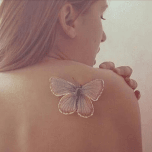 White tat #whiteink #butterfly 