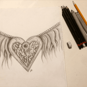 #drawing #heart #wings #shade 