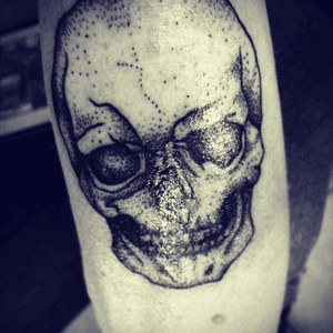 My first skull tattoo dotwork