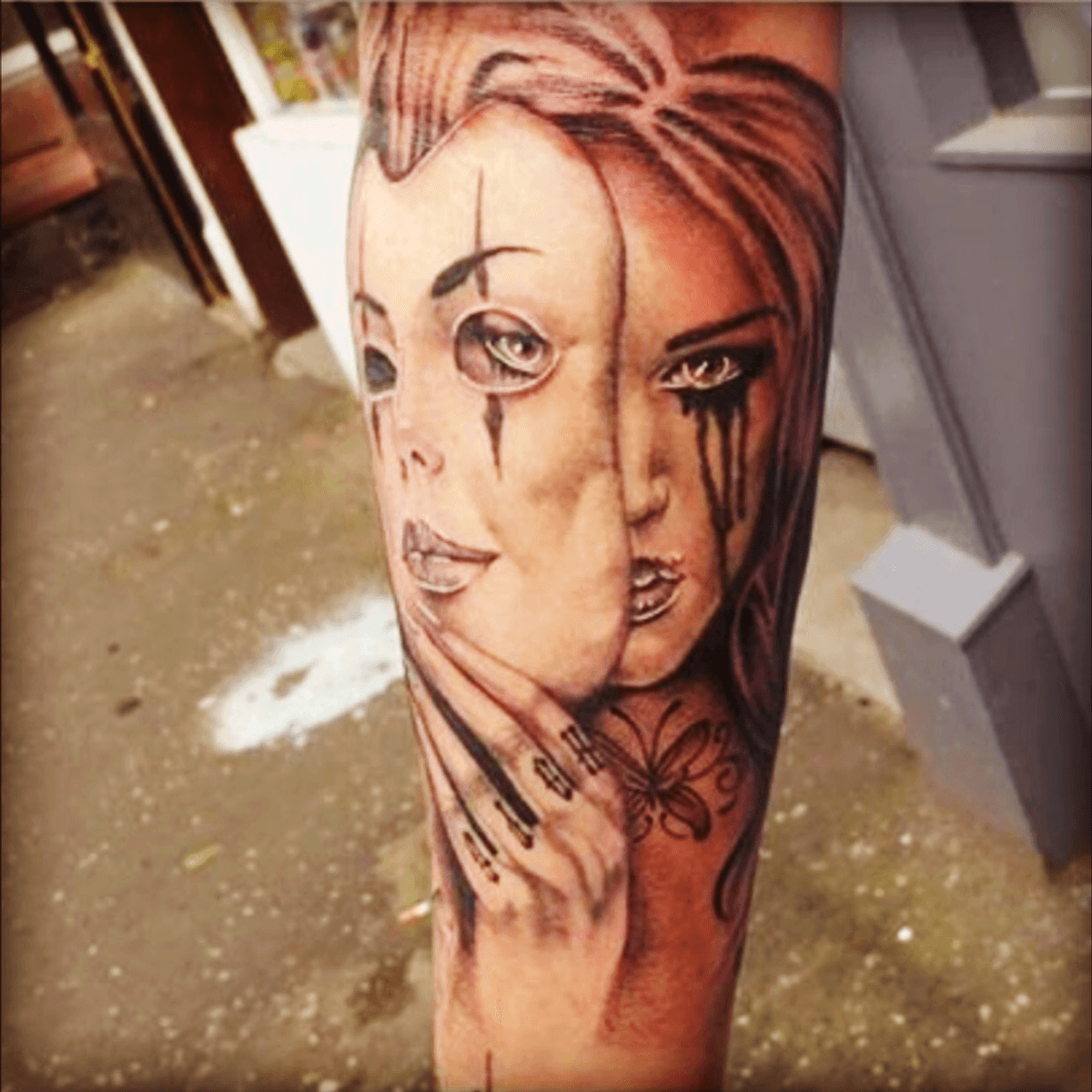 laugh now cry later female tattoo