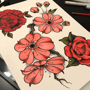 Rose and cherry blossom flash