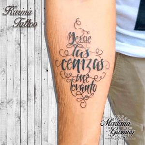 "From the ashes I rise" lettering tattoo#tattoo #tatuaje #color #mexicocity #marianagroning #tatuadora #karmatattoo #awesome #colortattoo #tatuajes #claveria #ciudaddemexico #cdmx #tattooartist #tattooist #lettering #fenix 