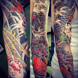 A gorgeous koi sleeve that would be a #dreamtattoo 
