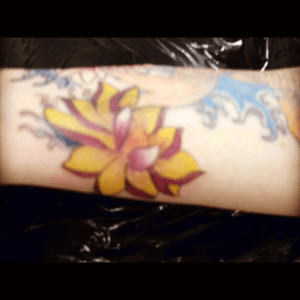 My latest lotus flower that goes with my koi tattoo. #LoveMyTattoos #LoveMyKoi #NeedMoreInk 