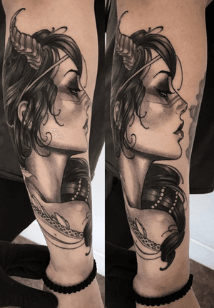 Wild thing #tattoo #blackandgrey #womenshead #wildthing #art #jeffnorton #armtattoo #forearm 
