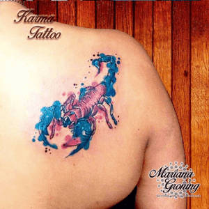Watercolor scorpion tattoo#tattoo #marianagroning #karmatattoo #cdmx #MexicoCity #watercolor #watercolortattoo #watercolortattooartist #scorpio #scorpion 