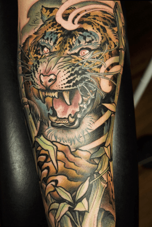 Neo trad tiger by our resident owner/artist trent 
