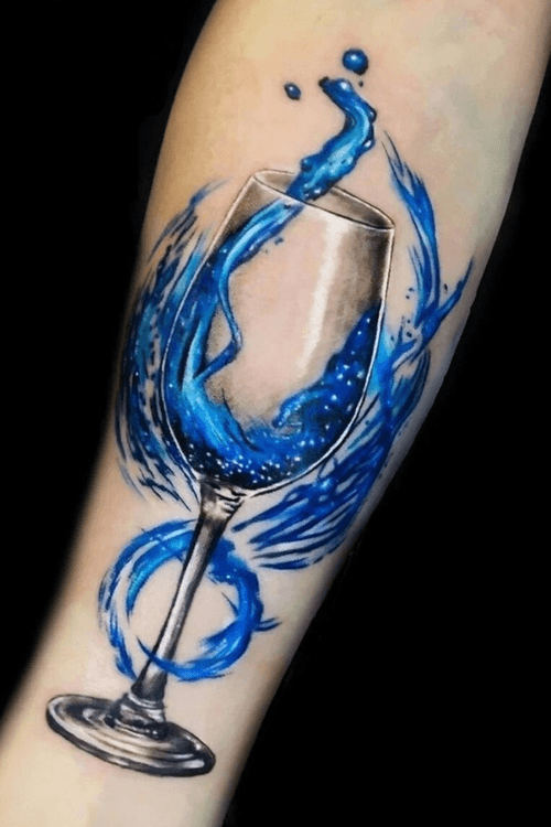 #glass #wine #wineglass #blue #watercolor #forearm #almatyarttatoo 