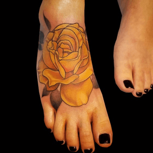 Tattoo by artist Hannah Clock.See more of Hannah's work: http://www.larktattoo.com/long-island-team-homepage/hannah-clock/#colortattoo #foot #foottattoo #rose #rosetattoo #yellowrose #yellowrosetattoo #femaletattooer #femaleartsit #femaletattooartist #tattoo #tattoos #tat #tats #tatts #tatted #tattedup #tattoist #tattooed #inked #inkedup #ink #tattoooftheday #amazingink #bodyart #tattooig #tattoosofinstagram #instatats  #larktattoo #larktattoos #larktattoowestbury #westbury #longisland #NY #NewYork #usa #art  #hannah #clock #hannahclock #hannahclocktattoo