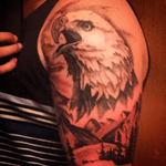 Second Session of my half sleeve. Done by Steve Young at Smash Tattoo #sleeve #wildnerness #canadianboy #EagleHead #tattooaddict 