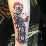 Skeleton on a penny farthing on my right forearm. #skeleton #skull #bike #forearm