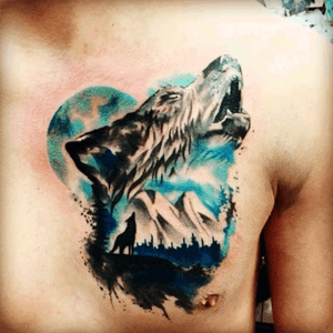 First tat #watercolorwolf 