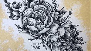 Blackwork Floral painting March 2018 luckymac.ink