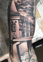 Done by Nick Uittenbogaard - Resident Artist. #tat #tatt #tattoo #tattoos #amazingtattoo #inked #inkedup #amazingink #black #blackandgreytattoo #blackandgreytattoos #blackandgreyrealism #castle #castletattoo #arm #armpiece #tattoolovers #inklovers #art #culemborg #netherlands