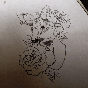 Deer and roses tattoo design 