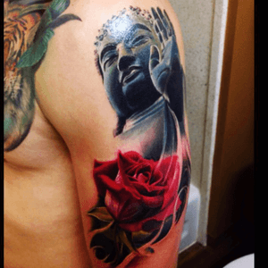 Rember_tattoos #buddha #rose 