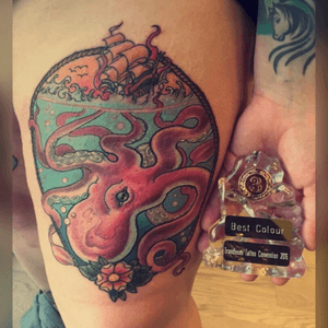 Kraken tattoo! Done at Trondheim Tattoo Convention. #kraken #neotraditional #feminine #colortattoo 