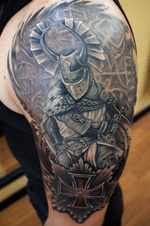 Custom #warrior #knight tattoo by Sean Ambrose at Arrows and Embers Tattoo. Thanks for looking!